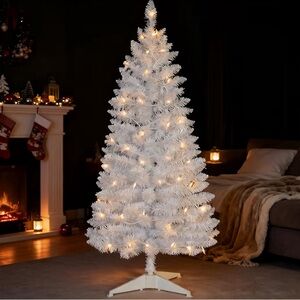 White Holiday Christmas Tree with Lights 4ft